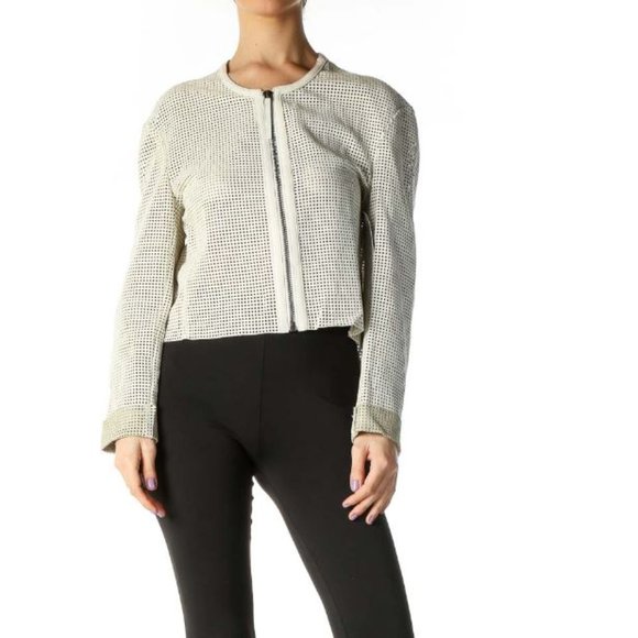 HELMUT LANG Optic White Sift Leather Jacket Small - Picture 9 of 15